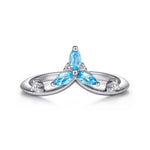 925 Sterling Silver Blue Topaz and White Sapphire Chevron Ring Color Collection (Gaby Silver) - LR53053BTSVJMC-Gabriel & Co.-Renee Taylor Gallery