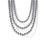 925 Sterling Silver Bujukan Beads Three Layered Necklace - NK7711SVJJJ-Gabriel & Co.-Renee Taylor Gallery