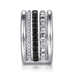 925 Sterling Silver Bujukan Black Spinel and Pyramid Multi Row Easy Stackable Ladies Ring - LR52629SVJBS-Gabriel & Co.-Renee Taylor Gallery