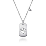 925 Sterling Silver Bujukan Dog Tag Paw Print Pendant Necklace - NK7923SVJJJ-Gabriel & Co.-Renee Taylor Gallery