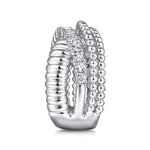 925 Sterling Silver Bujukan White Sapphire Lady's Criss Cross Ring - LR52335SVJWS-Gabriel & Co.-Renee Taylor Gallery