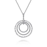 925 Sterling Silver Bujukan White Sapphire Triple Row Circle Pendant Necklace - NK6896-24SVJWS-Gabriel & Co.-Renee Taylor Gallery
