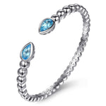 925 Sterling Silver Bujukan and Pear Shape Blue Topaz Split Bangle Bracelet - BG5027-62SVJBT-Gabriel & Co.-Renee Taylor Gallery