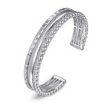 925 Sterling Silver Bujukan and Pyramid Triple Row Bangle - BG4958-62SVJJJ-Gabriel & Co.-Renee Taylor Gallery