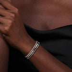 925 Sterling Silver Bujukan and Pyramid Triple Row Bangle - BG4958-62SVJJJ-Gabriel & Co.-Renee Taylor Gallery