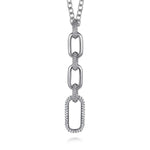 925 Sterling Silver Bujukan and White Sapphire Link Pendant Drop Necklace - NK7718-20SVJWS-Gabriel & Co.-Renee Taylor Gallery