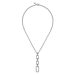 925 Sterling Silver Bujukan and White Sapphire Link Pendant Drop Necklace - NK7718-20SVJWS-Gabriel & Co.-Renee Taylor Gallery