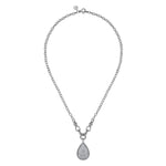 925 Sterling Silver Bujukan and White Sapphire Teardrop Pendant Necklace - NK7719-20SVJWS-Gabriel & Co.-Renee Taylor Gallery