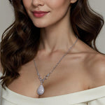 925 Sterling Silver Bujukan and White Sapphire Teardrop Pendant Necklace - NK7719-20SVJWS-Gabriel & Co.-Renee Taylor Gallery