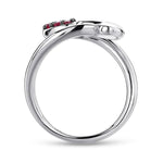 925 Sterling Silver Bypass Heart Ring with Ruby Stone - LR51042SVJRB-Gabriel & Co.-Renee Taylor Gallery