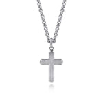 925 Sterling Silver Cross Pendant with Vertical Brush - PCM20040SVJJJ-Gabriel & Co.-Renee Taylor Gallery