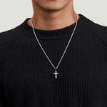 925 Sterling Silver Cross Pendant with Vertical Brush - PCM20040SVJJJ-Gabriel & Co.-Renee Taylor Gallery