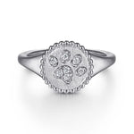 925 Sterling Silver Diamond Bujukan Paw Print Medallion Ladies Ring - LR52860SV5JJ-Gabriel & Co.-Renee Taylor Gallery