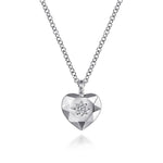 925 Sterling Silver Diamond Cut Heart Pendant Necklace - NK7922SV5JJ-Gabriel & Co.-Renee Taylor Gallery