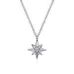 926 Sterling Silver Diamond Starburst Pendant Necklace - NK7083SV5JJ-Gabriel & Co.-Renee Taylor Gallery