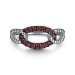 925 Sterling Silver Garnet Bujukan Link Ladies Ring - LR52854SVJGN-Gabriel & Co.-Renee Taylor Gallery
