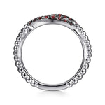 925 Sterling Silver Garnet Bujukan Link Ladies Ring - LR52854SVJGN-Gabriel & Co.-Renee Taylor Gallery