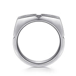 925 Sterling Silver Geometric Men's Ring in Satin Finish - MR52067SVJJJ-Gabriel & Co.-Renee Taylor Gallery