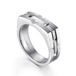 925 Sterling Silver Geometric Men's Ring in Satin Finish - MR52067SVJJJ-Gabriel & Co.-Renee Taylor Gallery