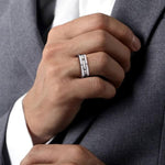 925 Sterling Silver Geometric Men's Ring in Satin Finish - MR52067SVJJJ-Gabriel & Co.-Renee Taylor Gallery