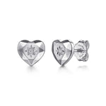 925 Sterling Silver Heart Diamond Cut Stud Earrings - EG15434SV5JJ-Gabriel & Co.-Renee Taylor Gallery