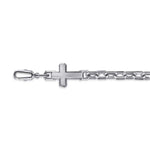 925 Sterling Silver Mens Faceted Link Chain Bracelet with Cross - TBM2253-85SVJJJ-Gabriel & Co.-Renee Taylor Gallery
