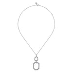 925 Sterling Silver Octagon White Sapphire Bujukan Pendant Drop Necklace - NK7597SVJWS-Gabriel & Co.-Renee Taylor Gallery