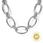 925 Sterling Silver Oval Link Chain Necklace with Bujukan Connectors - NK7094SVJJJ-Gabriel & Co.-Renee Taylor Gallery