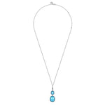 925 Sterling Silver Oval Shape Rock Crystal and Turquoise Bujukan Drop Necklace - NK7479-24SVJXT-Gabriel & Co.-Renee Taylor Gallery