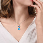 925 Sterling Silver Oval Shape Rock Crystal and Turquoise Bujukan Drop Necklace - NK7479-24SVJXT-Gabriel & Co.-Renee Taylor Gallery