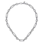 925 Sterling Silver Paper Clip Chain Necklace with Bujukan Connectors - NK7483SVJJJ-Gabriel & Co.-Renee Taylor Gallery