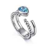 925 Sterling Silver Pear Blue Topaz Bujukan Open Ring - LR52871SVJBT-Gabriel & Co.-Renee Taylor Gallery