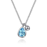 925 Sterling Silver Pear Blue Topaz Bujukan Pendant Necklace - NK7929SVJBT-Gabriel & Co.-Renee Taylor Gallery