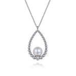 925 Sterling Silver Pearl Bujukan Teardrop Necklace - NK7478SVJPB-Gabriel & Co.-Renee Taylor Gallery
