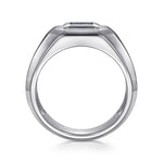 925 Sterling Silver Signet Ring with Princess Cut Sapphire - MR20017SVJSB-Gabriel & Co.-Renee Taylor Gallery