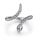 925 Sterling Silver Snake Bujukan Ruby Bypass Ring - LR52866SVJRB-Gabriel & Co.-Renee Taylor Gallery