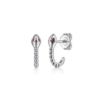 925 Sterling Silver Snake Bujukan Ruby J Hoop Stud Earrings - EG15433SVJRB-Gabriel & Co.-Renee Taylor Gallery