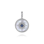 925 Sterling Silver Starburst Blue Sapphire and White Sapphire Bujukan Medallion Pendant - PT6639SVJMC-Gabriel & Co.-Renee Taylor Gallery