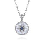 925 Sterling Silver Starburst Blue Sapphire and White Sapphire Bujukan Medallion Pendant - PT6639SVJMC-Gabriel & Co.-Renee Taylor Gallery