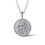 925 Sterling Silver White Sapphire Bujukan Aquarius Medallion Pendant - PT7592SVJWS-Gabriel & Co.-Renee Taylor Gallery