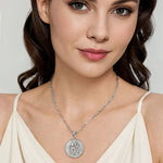 925 Sterling Silver White Sapphire Bujukan Aquarius Medallion Pendant - PT7592SVJWS-Gabriel & Co.-Renee Taylor Gallery