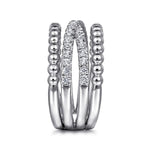 925 Sterling Silver White Sapphire Bujukan Criss Cross Ladies Ring - LR52537SVJWS-Gabriel & Co.-Renee Taylor Gallery