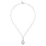 925 Sterling Silver Octagon White Sapphire Bujukan Drop Pendant Necklace - NK7495SVJWS-Gabriel & Co.-Renee Taylor Gallery
