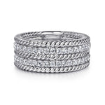 925 Sterling Silver White Sapphire Hampton Easy Stacklable Band Ladies Ring - LR52532SVJWS-Gabriel & Co.-Renee Taylor Gallery