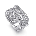 925 Sterling Silver White Sapphire Hampton Twisted Ladies Ring - LR52529SVJWS-Gabriel & Co.-Renee Taylor Gallery