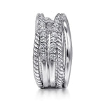 925 Sterling Silver White Sapphire Hampton Twisted Ladies Ring - LR52529SVJWS-Gabriel & Co.-Renee Taylor Gallery