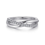 925 Sterling Silver White Sapphire Pavé Criss Cross Ring - LR51410SVJWS-Gabriel & Co.-Renee Taylor Gallery