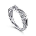 925 Sterling Silver White Sapphire Pavé Criss Cross Ring - LR51410SVJWS-Gabriel & Co.-Renee Taylor Gallery