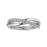 925 Sterling Silver White Sapphire Pavé Criss Cross Ring - LR51410SVJWS-Gabriel & Co.-Renee Taylor Gallery