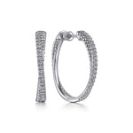 925 Sterling Silver White Sapphire Twisted Bujukan 30mm Classic Hoop Earrings - EG14446SVJWS-Gabriel & Co.-Renee Taylor Gallery